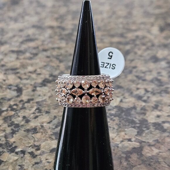 Bomb Party RG91167 "Beautifully Blooming" Smokey Topaz Cubic Zirconia Sz 5 - Picture 1 of 5